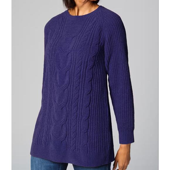 J.Jill $79 2X Chenille Cabled Tunic Majestic Violet Purple Soft Textured Sweater - Picture 1 of 9